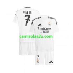 Camisolas de futebol Real Madrid Vinicius Junior 7 Criança Equipamento Principal 2024/25 Manga Curta
